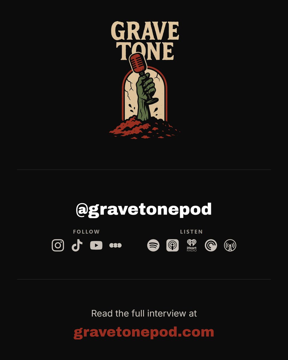 gravetonepod's tweet photo. 2/2 Check out the full interview on Grave Tone podcast. 

@LionsgateHorror @Lionsgate https://t.co/vS6T5CyMm2