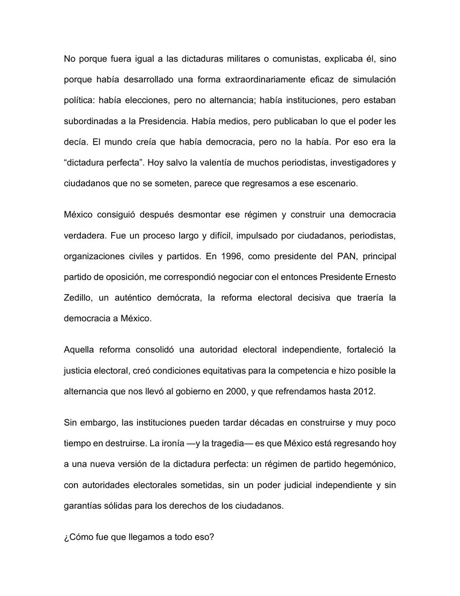 FelipeCalderon's tweet photo. Les comparto, en tres mensajes, el texto que preparé para “AmericaLibre1: https://t.co/28FA9qzY7T