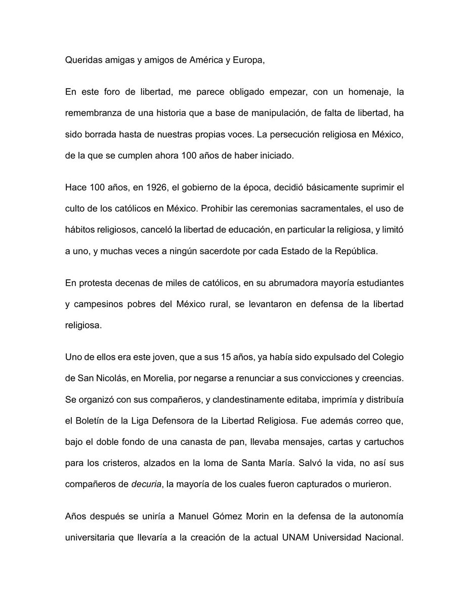FelipeCalderon's tweet photo. Les comparto, en tres mensajes, el texto que preparé para “AmericaLibre1: https://t.co/28FA9qzY7T