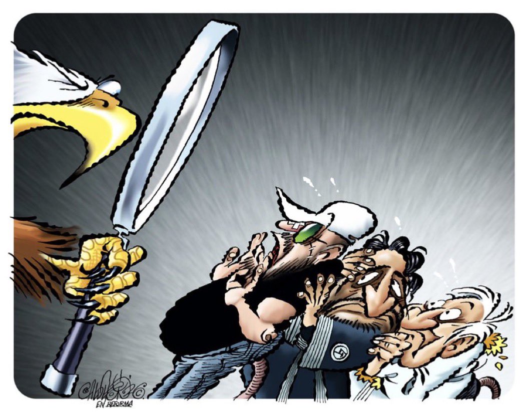 bereaguilarv's tweet photo. ¡Se les apareció el águila! 

Amílcar, Andy y AMLO son IN-TO-CA-BLES… hasta que EU pone la lupa sobre sus lazos con el crimen organizado. 
@CartonCalderon https://t.co/VYHw5cnjPB