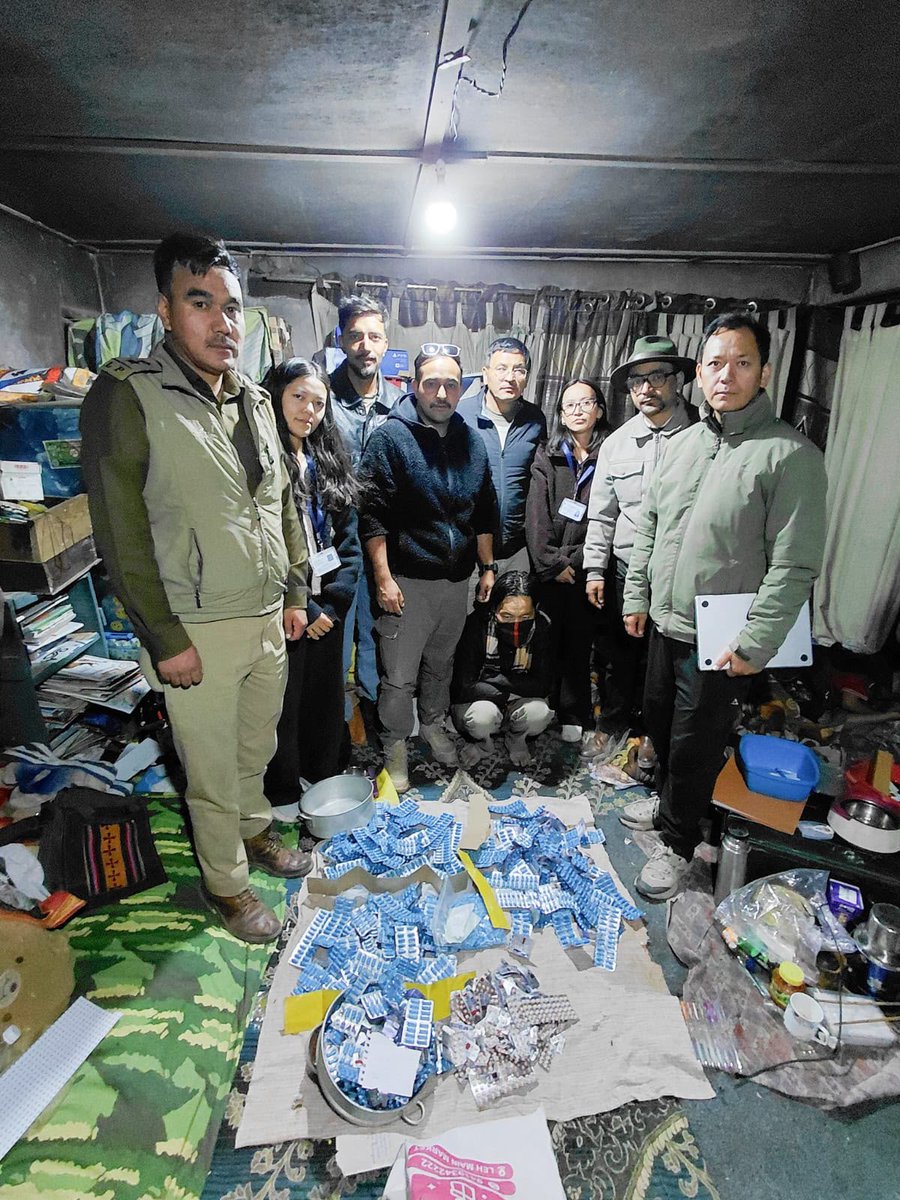 DGP_Ladakh's tweet photo. ANTF Ladakh seizes 6,146 Spasmo &amp; Alprazolam tablets from a Choglamsar residence. FIR 17/2026 u/s 8/22 NDPS Act registered; probe on. Zero tolerance for illegal drugs. #ANTFLadakh
@lg_ladakh @ashishkundra @anandjainips https://t.co/rFur13UAzl