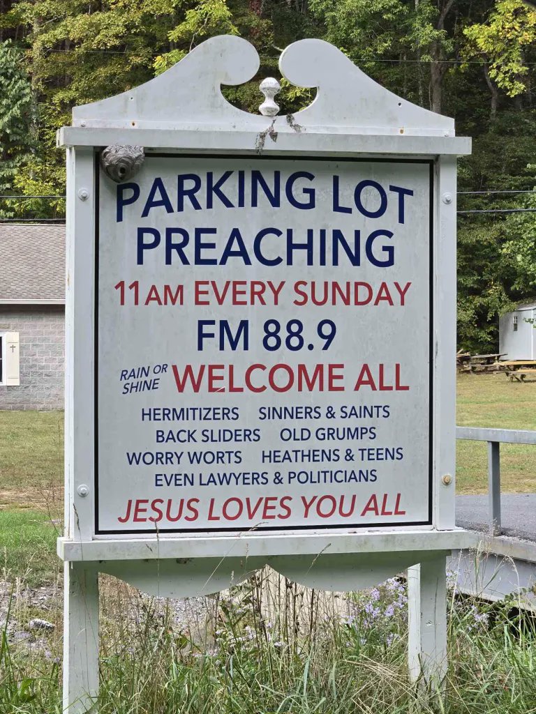 PresbySauce's tweet photo. Put signs on the highways &amp; compel them to pull in? 
•HERMITIZERS-wonderful neologism
•SINNERS &amp; SAINTS-free offer!
•BACK SLIDERS-✔️
•OLD GRUMPS-important demo
•WORRY WORTS (sic)
•HEATHENS &amp; TEENS-redundant?
•LAWYERS &amp; POLS-total depravity!

Hornets' nest is a nice touch. https://t.co/QLYvIFuGoV