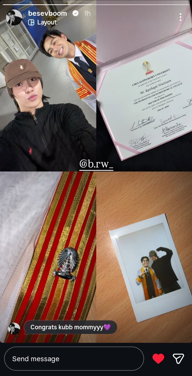 MayKyu72909's tweet photo. It warms my heart to see how proud and happy Jelly is about her friend graduating—such a good friend Congratulations;🎉💜

#besevboom https://t.co/zbOwCgkBb0
