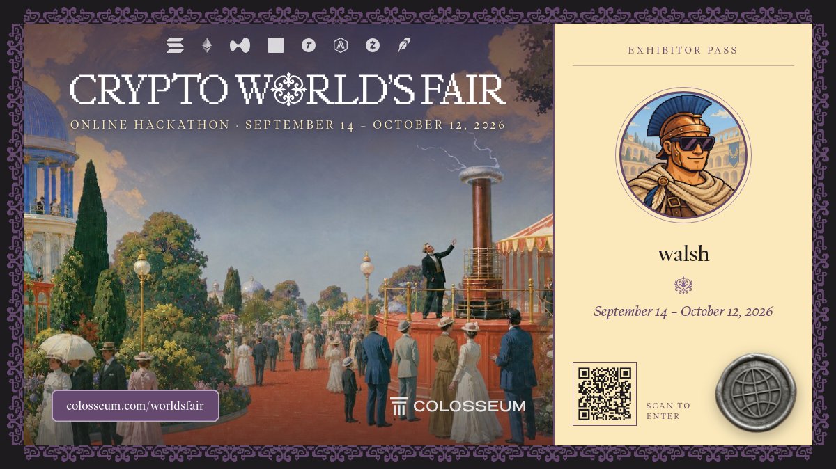 0xBasilisca's tweet photo. I'm building in the Crypto World's Fair Hackathon, powered by @Colosseum!

https://t.co/xJEoVw6wVk https://t.co/V6P2MVP1sK