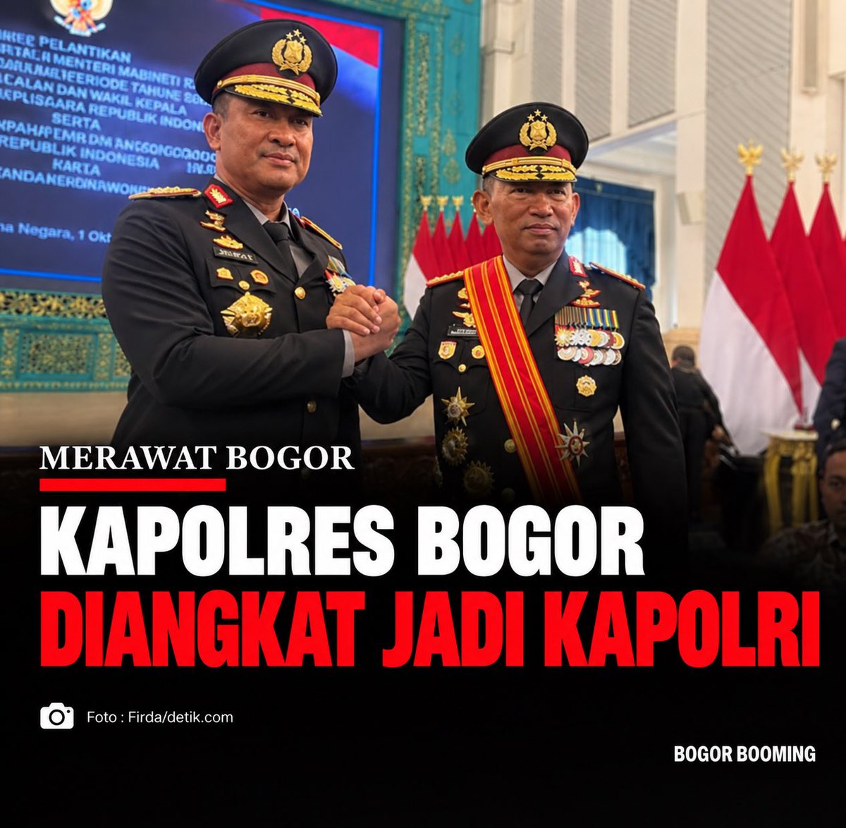 Ruangrudy's tweet photo. Dari Bogor menuju kursi Tribrata 1.

Nama Komjen Pol. Suyudi Ario Seto kini menjadi sorotan setelah Presiden RI Prabowo Subianto mengusulkan dirinya sebagai calon Kapolri melalui Surat Presiden (Surpres) Nomor R57/Pres/2026.

#bogorbooming #suyudiarioseto #kapolri #beritaterkini https://t.co/bimshwXtRU