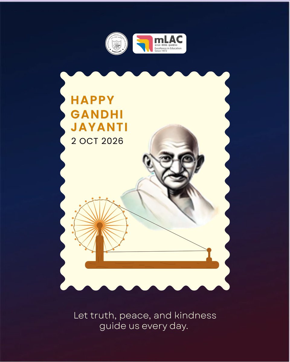 mLAC1972's tweet photo. Remembering the values of truth, peace, and kindness that continue to inspire generations. 🌼 Wishing everyone a Happy Gandhi Jayanti!

#mLAC #GandhiJayanti #TruthAndNonViolence #Peace #MahatmaGandhi #ValuesForLife https://t.co/1Ydvj2nuJW