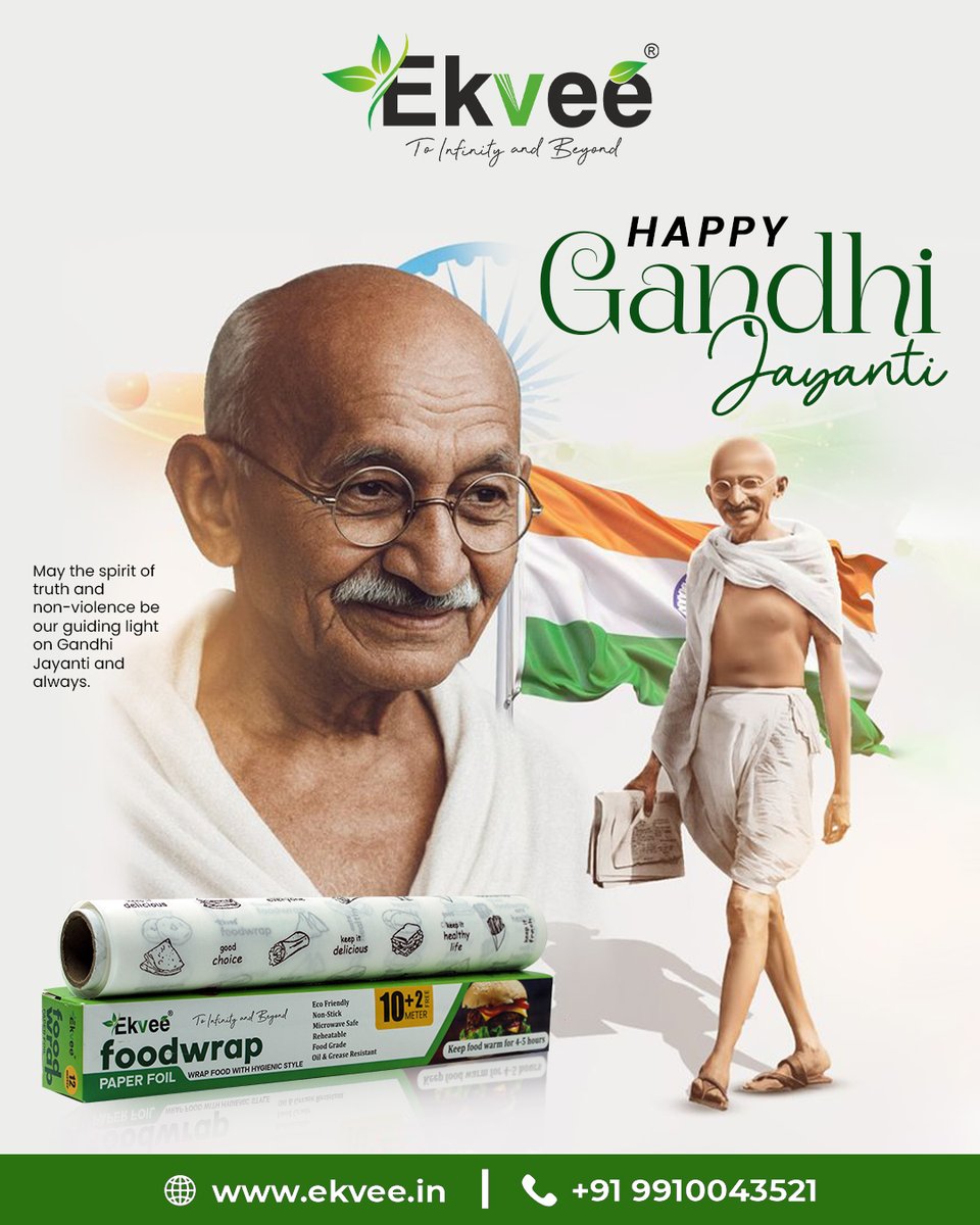 EkveeFoodwrap's tweet photo. Remembering the legacy of truth, peace, and simplicity. 🇮🇳✨
On this Gandhi Jayanti, let’s choose kindness, sustainability, and mindful living every day. 🌿

Happy Gandhi Jayanti from Ekvee! 🤍
.
.
.
.
#GandhiJayanti #Ekvee #MahatmaGandhi #TruthAndNonViolence #SustainableLiving https://t.co/EYezLWSZzF