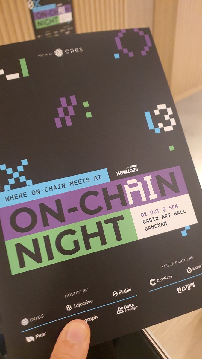 daisy_hyd's tweet photo. 도착❣️ 스탬프이벤트부터 참여중
#ONCHAIN_NIGHT #KBW2026 #ORBS #STABLE #INJECTIVE #PEAR_PROTOCOL #STAGRAPH #DELTA_FORESIGHT https://t.co/LiGpIfl1O9