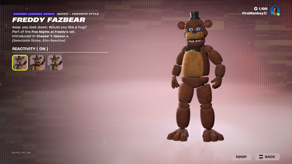 FireMonkey's tweet photo. Freddy Five Bear (Elimination Reactive) https://t.co/9c7eH2pW3j