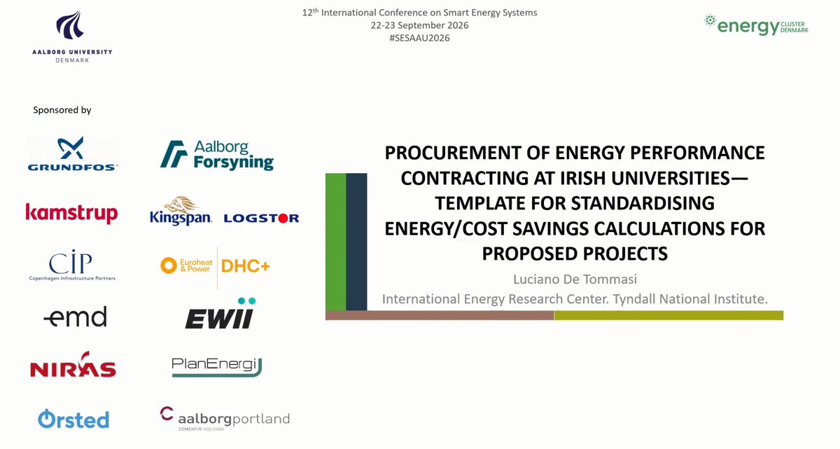 EUeasypro's tweet photo. Sharing insights on Energy Performance Contracting

EasyPro’s Luciano De Tommasi presented at the 12th International Conference on Smart Energy Systems, exploring EPC procurement at Irish universities.

Watch the presentation 👇
https://t.co/bWFovFWnjw https://t.co/XL48fQ2I6G