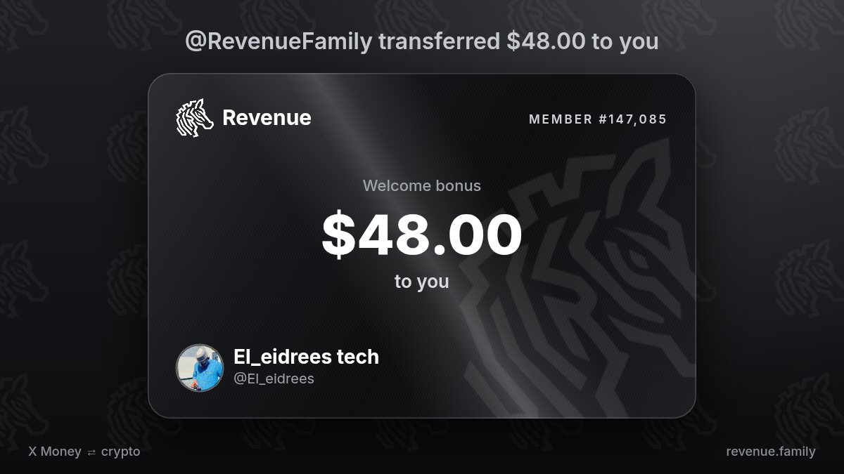 El_eidrees's tweet photo. @RevenueFamily $48.00 from @RevenueFamily, all received https://t.co/eeJPzXJCiu
