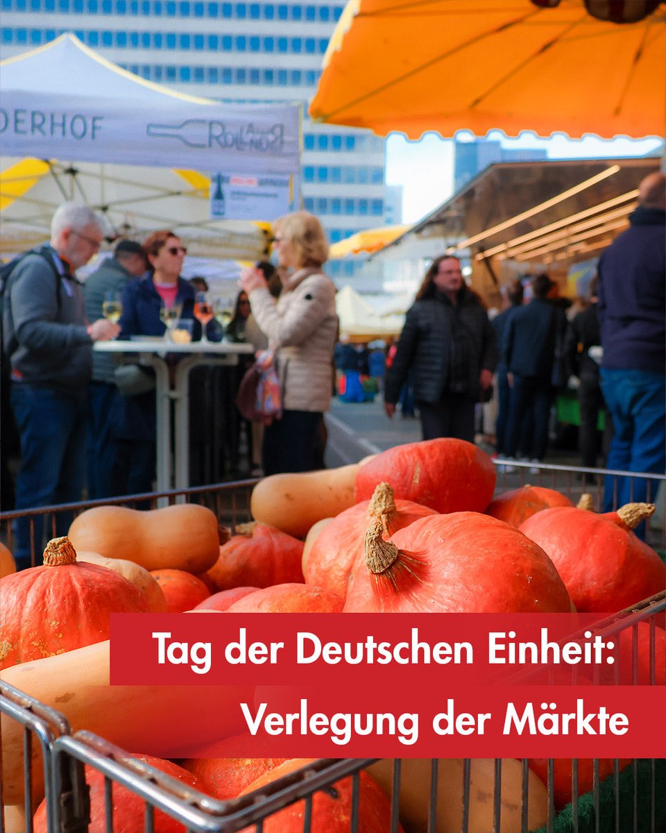 Stadt_FFM's tweet photo. 🛍️ Änderungen bei den Wochenmärkten: 

🗓️ Die Märkte Bornheim und Konstablerwache werden vorverlegt auf Freitag, 2. Oktober.

Die Märkte in Höchst, Niederrad, Riedberg &amp; Oberrad entfallen am Samstag. https://t.co/LlCd1ngYhF