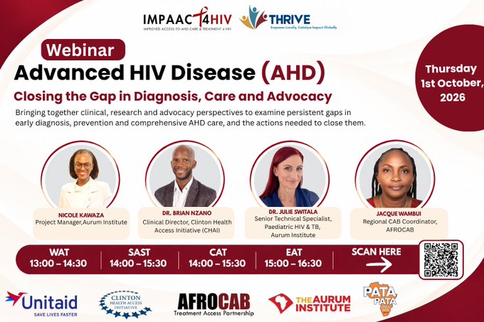 teampata's tweet photo. Happening Today! 
Join hashtag#IMPAACT4HIV as clinical, research, technical and advocacy voices come together to explore gaps in CD4 testing, AHD care and access. 
French and Portuguese interpretation available
Register for the webinar: https://t.co/SxKDZxuqDM https://t.co/zgHDi8tKDn