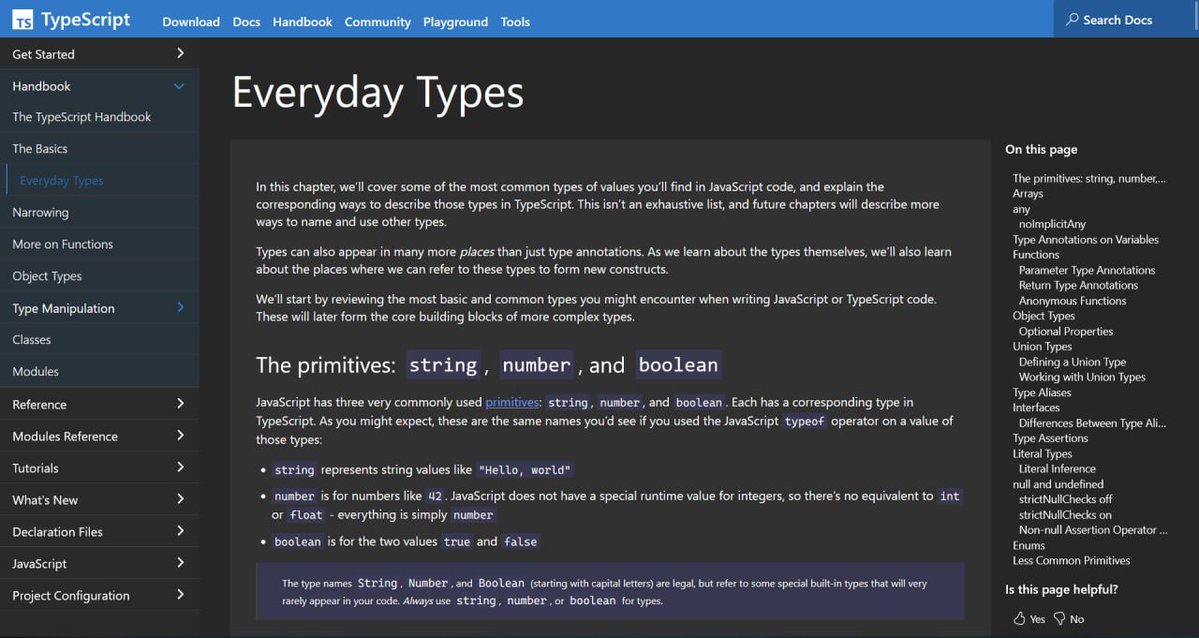 befedev's tweet photo. Day 1/100 of #100DaysOfCode 

Started learning TypeScript today and I’m sticking with the official docs.

Today I learned about TypeScript’s Everyday Types https://t.co/ZhRWhDILNW