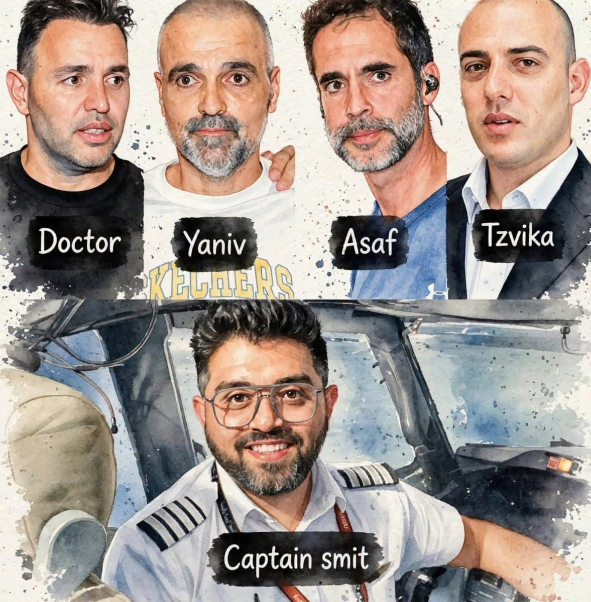 IAjitDoval_IND's tweet photo. These aren't movie characters, these are the real-life heroes who walked among us that day.

When chaos struck mid-air, these men didn't freeze. They acted fast, worked together, and saved everyone on board:

• Captain Smit: Fought off the attacker head-on to secure the cockpit.

• Asaf Redjuan: Charged at the assailant without a second thought.

• Tzvika: Quickly restrained and tied down the attacker with a cable.

• Yaniv: Kept his cool to hold the aircraft steady and safe.

• Dr. Shota: Rushed to treat the injured captain, stopping critical bleeding in time.

Five ordinary men whose collective bravery ensured 180 souls made it home safely. Pure courage in the face of danger.