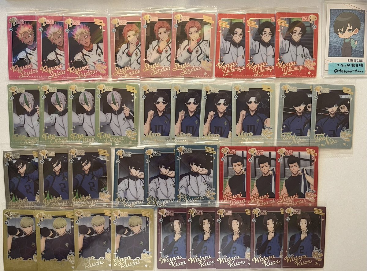 teruru_torr's tweet photo. ブルーロック ブルロ ウエハース 交換

譲 潔、蜂楽、凪、玲王、烏、乙夜、雪宮、士道、閃堂、清羅、二子、蟻生、七星、馬狼、雷市、久遠

求 シークレット、幼少期凛＞自撮り凛

シークレットが決まるまでお時間を頂きます。条件等ありましたらご提示下さい🙇🏻‍♀️ https://t.co/KSrXT1oXoo