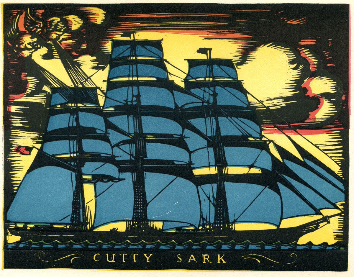 LRonLacy's tweet photo. In #OCTOBER 1926
‘Cutty Sark’ Edward Adrian Wilson (1886-1970 👉ALT).
Woodcut in four colors, 1926; edition not stated. Image size 6½” x 5”. Published in *The Print Connoisseur*, VI 4, October 1926.
#EdwardAdrianWilson #AmericanArt #woodcut #graphicArt #CuttySark https://t.co/JLxv2yijfk