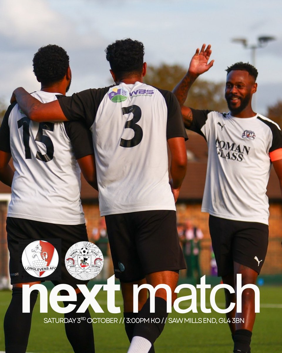 RomanGlassFC's tweet photo. ⚫️⚪️NEXT MATCH⚪️⚫️

This saturday we face @longlevensafc on The road! 

⏰3:00pm KO
📍Saw Mills End, GL4 3BN

@swsportsnews 

#UptheGlass https://t.co/AXaU5IbO55