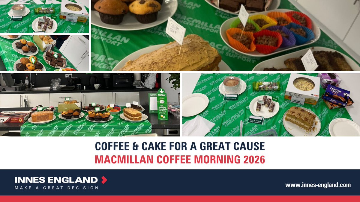InnesEngland's tweet photo. Coffee and cake for a great cause!

Our Nottingham and Derby teams came together for the Macmillan Coffee Morning, raising an amazing £211 for Macmillan Cancer Support.

A big thank you to everyone who baked, bought and donated! 

#MacmillanCoffeeMorning #MacmillanCancerSupport https://t.co/HfKnhYzGId
