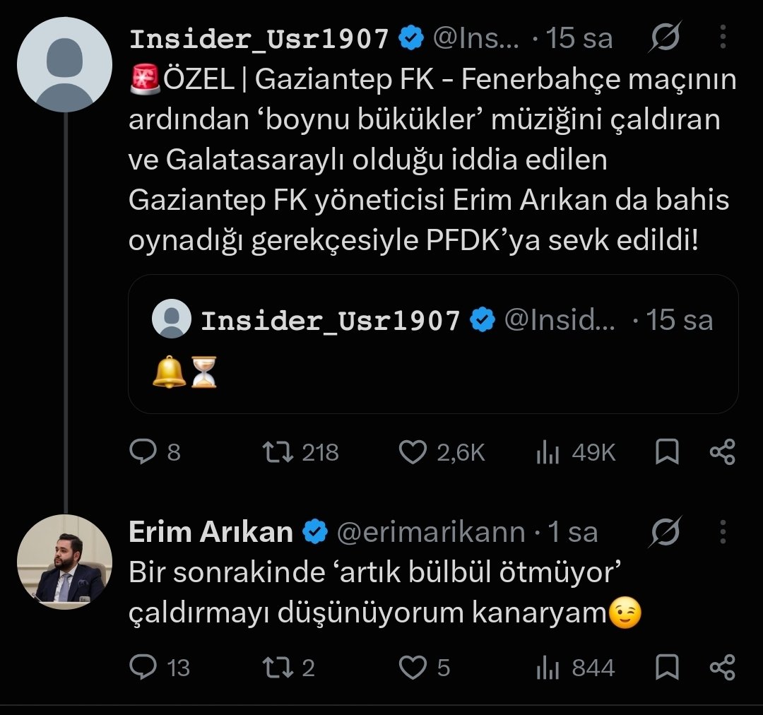 TekYolFener's tweet photo. Gaziantep FK başkan yardımcısı Erim Arıkan'ın, bir paylaşıma verdiği cevap. https://t.co/yUk9yOOubp