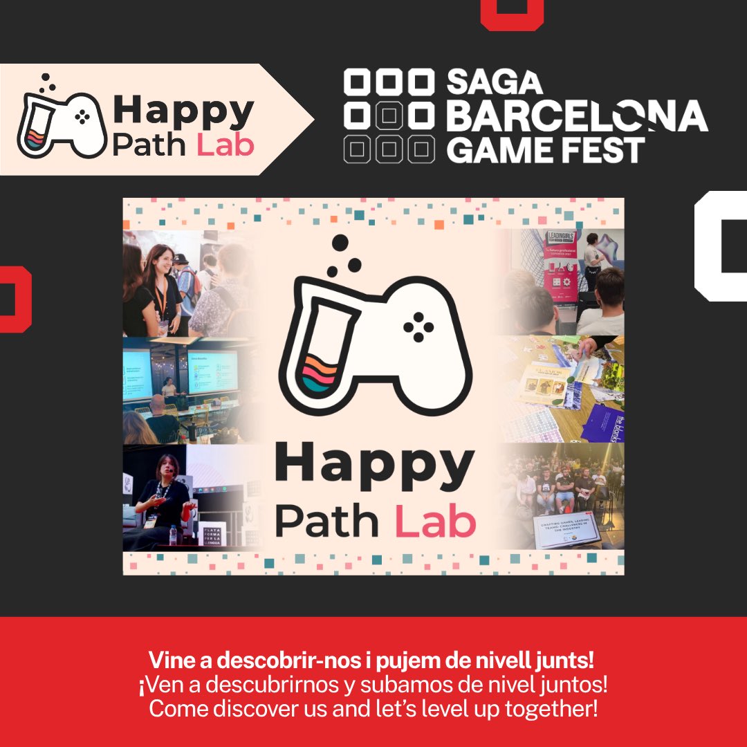 HappyPathLABes's tweet photo. ¡Nos vamos al SAGA Barcelona Game Fest ! 🎮 Pásate por nuestro stand para conocer de cerca todo lo que hacemos en Happy Path Lab.
 📅 9, 10, 11 de octubre 📍Fira Barcelona Montjuïc

@Univers_SAGA #Videojuegos https://t.co/Ed7gtYDHb3