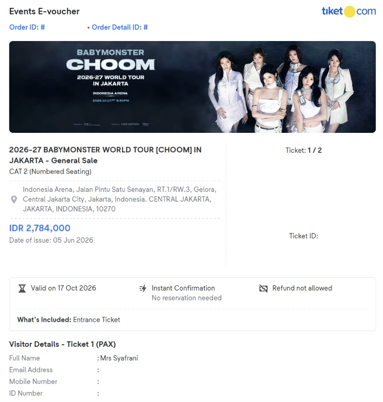 vitaprs's tweet photo. [ ‼️HELP RT ‼️ ] 

✨ WTS 2026-27 BABYMONSTER WORLD TOUR [춤 (CHOOM)] IN JAKARTA ✨ 

🎟️ 2 Tickets CAT 2 (Prioritas yang take 2 Tix)
💰 IDR 2,868K/Ticket
📆 Saturday, October 17th 2026
📍 Indonesia Arena

Diurus sampai jadi wristband yah! Boleh DP juga nanti sisanya COD Venue.. Dm me for more info! Thank you💗

tag. want to sell ticket tiket baemon baby monster
