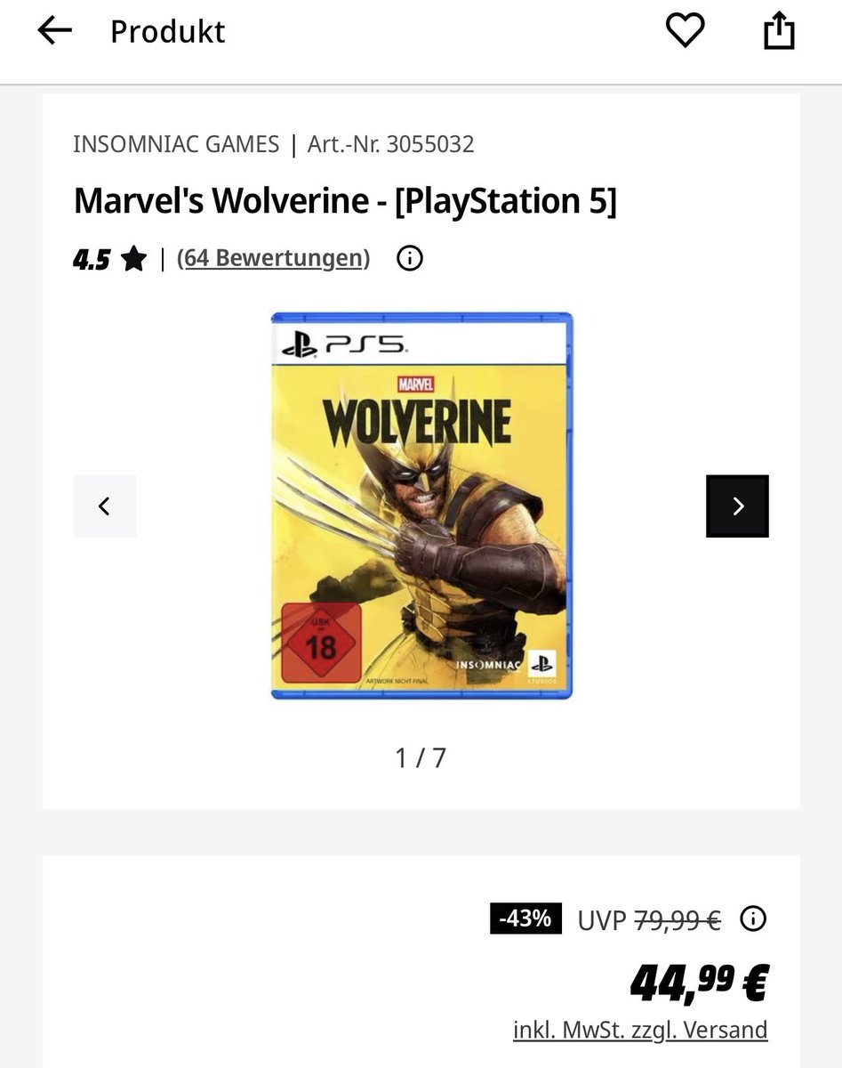 AlkanAdakaner's tweet photo. Almanya Mediamarkt’ta Wolverine 45 Euro’ya satılıyor. Çıktıktan çok kısa süre sonra büyük bir indirime girdi.

Almanya Playstation Store’da ise 80 Euro.

İşte bu yüzden kutulu oyunu yok etmek istiyorlar. https://t.co/Sf0ZQRMKjM