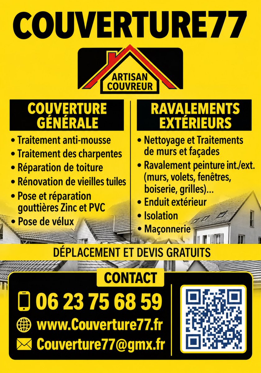 Couverture_77's tweet photo. 🌐 https://t.co/jOMgRiw4Tw
📧 Couverture77@gmx.fr
#Couverture77 #ArtisanCouvreur #Toiture #RénovationToit #RavalementFaçade #Isolation #Maçonnerie #BTP #SeineEtMarne #77 #Artisan #Travaux #DevisGratuit #Couverture77 @Couverture_77 https://t.co/ObUJ3sCXeq