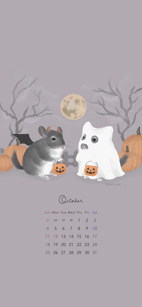 Chinchilla_Mark's tweet photo. 10月のカレンダーです🍂
保存して壁紙として使ってね！

子供の頃カボチャのバスケットにお菓子をたくさんもらったの、楽しかったなぁ🎃

個人利用のみOK（再配布・SNSでの利用不可） https://t.co/AzpOLXrqVq
