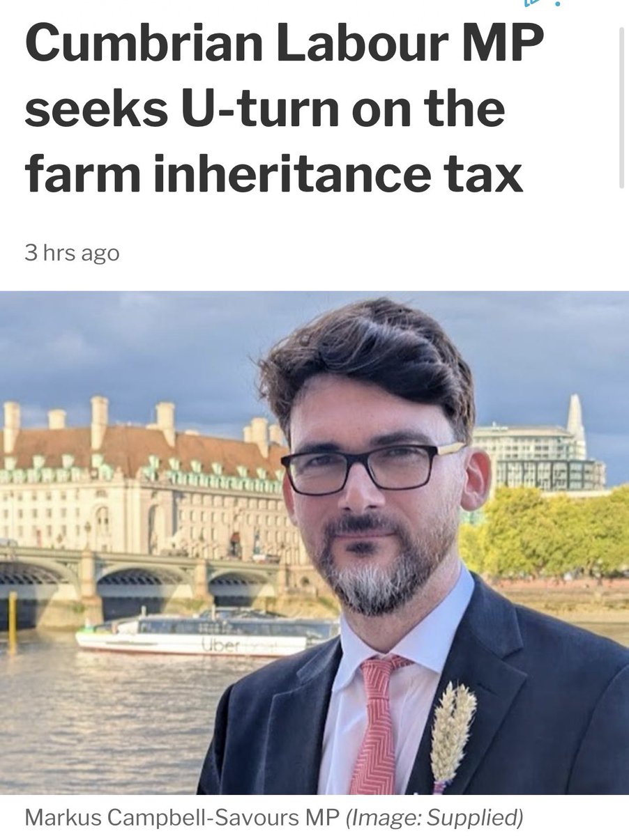 JamesMelville's tweet photo. Markus Campbell-Savours, MP for Penrith and Solway, lost the Labour Whip last December for voting against government proposals to change the family farm tax. But kudos to him, he’s continued to campaign against inheritance tax on family farms. He has put principles over party. https://t.co/4Pflg861TQ