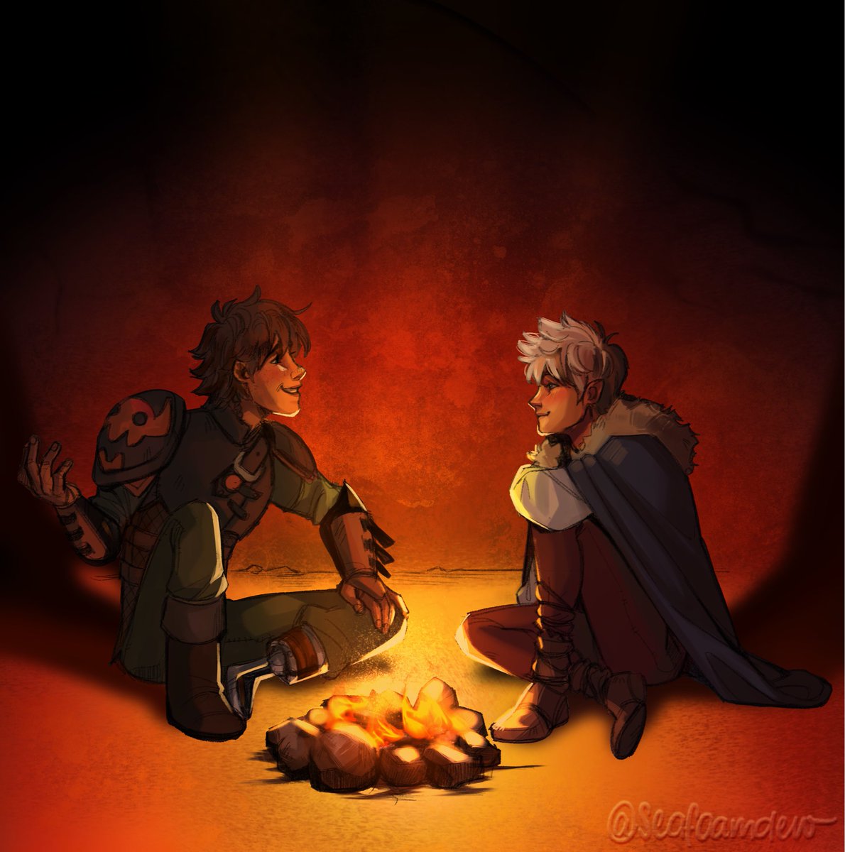 seafoamdew's tweet photo. Two guys in cave…taking shelter from the storm… they might kiss… who knows 👀

#hijack #frostcup #httyd #rotg https://t.co/0jJ0UvfP0H