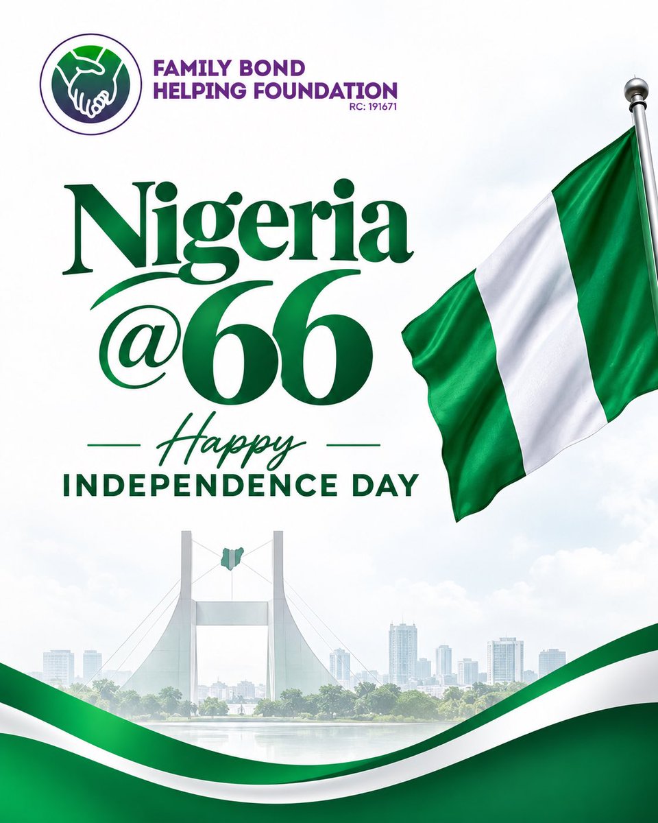 fbh_foundation's tweet photo. Happy Independence Day, Nigeria! 🇳🇬💚🤍💚

Family Bond Helping Foundation
Building stronger families. Building a stronger Nigeria. https://t.co/FtmvNyLmDf