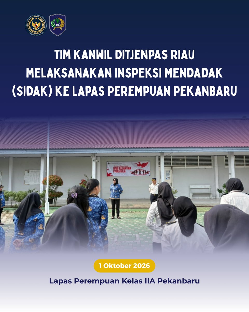LppPku's tweet photo. Tim Kanwil Ditjenpas Riau melaksanakan inspeksi mendadak (sidak) ke Lapas Perempuan Pekanbaru https://t.co/Yqm4YzznYB