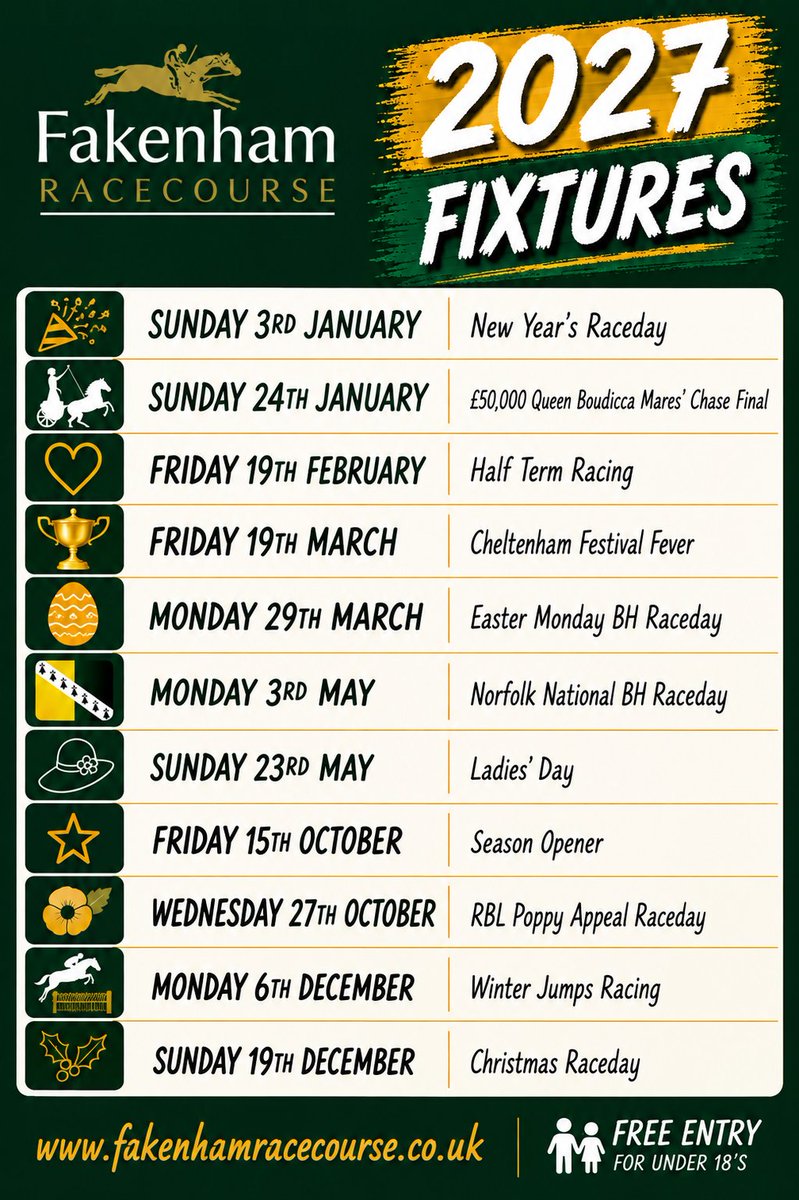 FakenhamRC's tweet photo. Our 2027 Fixtures have now been confirmed and details are available on our website - https://t.co/3I4Q3lKy2r https://t.co/PjSKmIwTDL