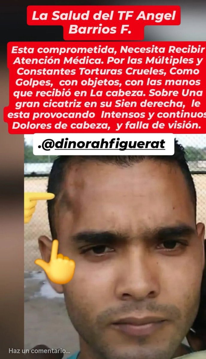 freddyzur's tweet photo. El TF Ángel Barrios fue sentenciado a 28 años de prisión por cumplir con su deber: denunciar a comandantes de la Armada de Venezuela por robo y trafico de combustible.
En Venezuela no hay ley, manda la corrupción y encarcelan a los inocentes.
•@SenRickScott #DerechosHumanos https://t.co/TOSWpdgwXe