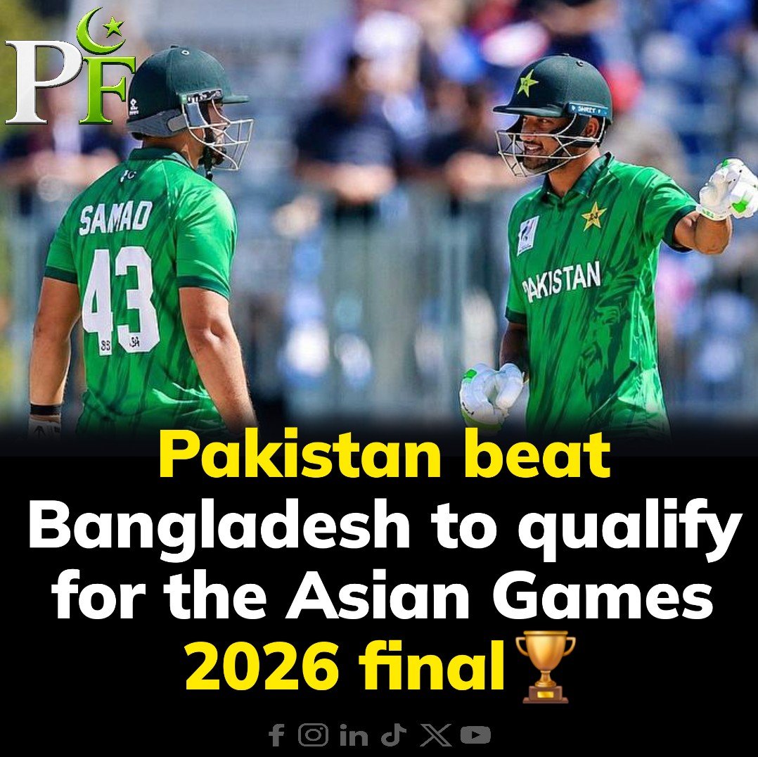 ali2k9_ali's tweet photo. 🇵🇰🏏 PAKISTAN ARE IN THE FINAL..!!

Pakistan beat Bangladesh in the semifinal to qualify for the Asian Games 2026 final. 🏆

Abdul Samad and Hasan Nawaz shared an unbeaten 59-run stand as Pakistan chased 112 in 11.3 overs to beat Bangladesh.

 #ICC #PCB  #AsianGames #PAKvBAN https://t.co/sL6ljnhbCn