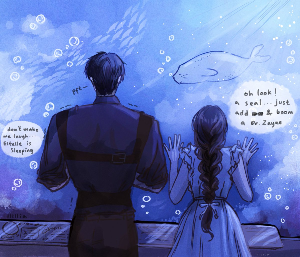 llillia__'s tweet photo. Aquarium date(?) https://t.co/gK24UoJY7F