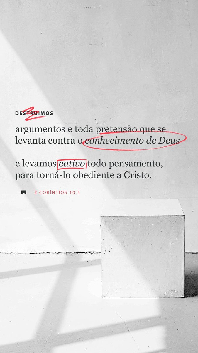 FrsEmunah's tweet photo. Bom dia,

“Destruímos todas as opiniões arrogantes que impedem as pessoas de conhecer a Deus. Levamos cativo todo pensamento rebelde e o ensinamos a obedecer a Cristo. ”
2Coríntios 10:5 NVT

https://t.co/HYsyy60BZB https://t.co/KR1OBUxOXV