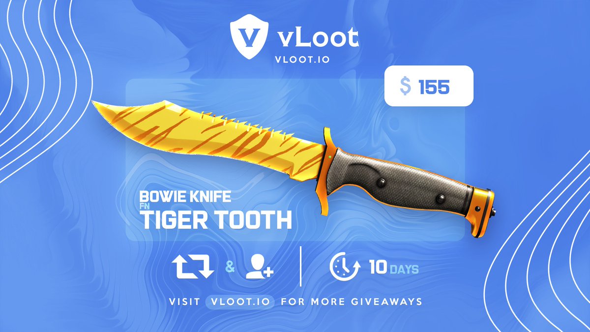 STYKOcs's tweet photo. CS2 Bowie Knife Tiger Tooth Giveaway (+$150) 🎁

✅ Follow @STYKOcs &amp; @vloot_io 
✅ Like, Retweet and Tag 1 friend
✅ Visit @vloot_io to enter +$1000 in CS2 Giveaways on their website 

Winner drawn in 10 days, good luck 🥰 https://t.co/JuRPyrMrjr