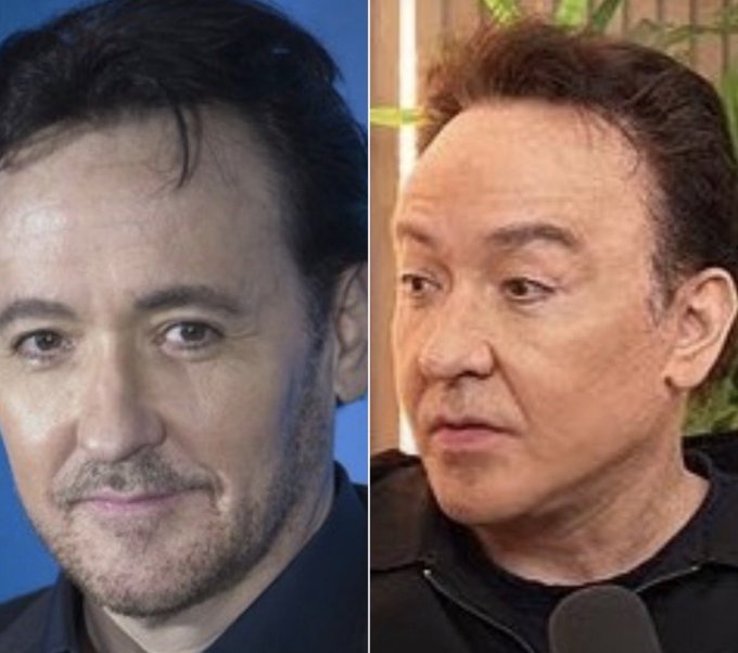 A side-by-side comparison shows two men's faces, with one man appearing in the left image having a cleaner look and the right image showing the same man with a more weathered, aged look.