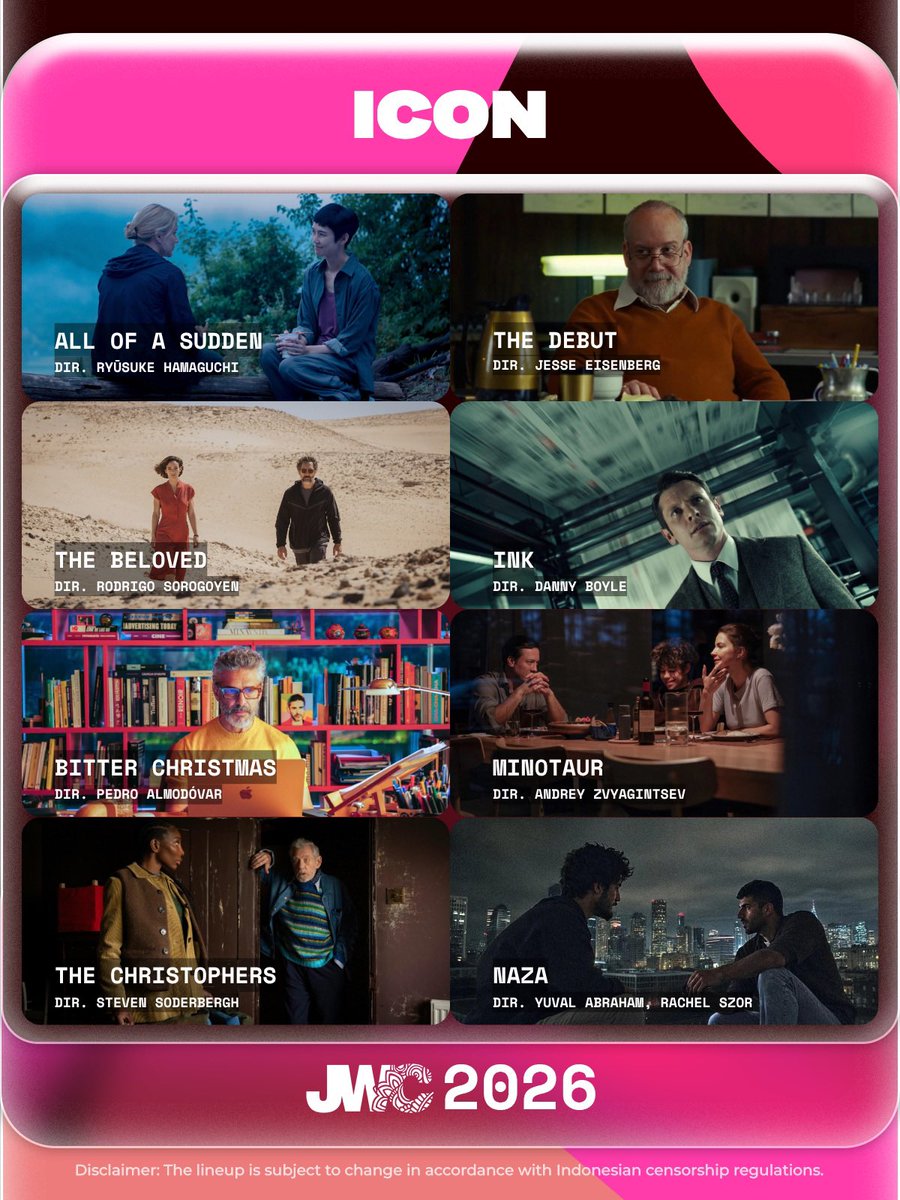 jktworldcinema's tweet photo. LINE-UP JWC 2026 SUDAH KELUAR! 👀

Dari 102 film yang bakal tayang di CGV Grand Indonesia, sudah ada yang masuk watchlist kamu belum?

#jakartaworldcinema2026 https://t.co/ipErCqSDMA