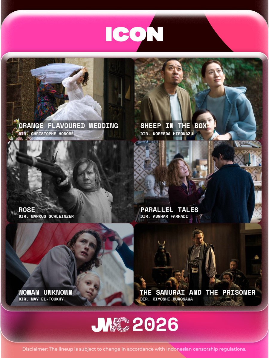 jktworldcinema's tweet photo. LINE-UP JWC 2026 SUDAH KELUAR! 👀

Dari 102 film yang bakal tayang di CGV Grand Indonesia, sudah ada yang masuk watchlist kamu belum?

#jakartaworldcinema2026 https://t.co/ipErCqSDMA