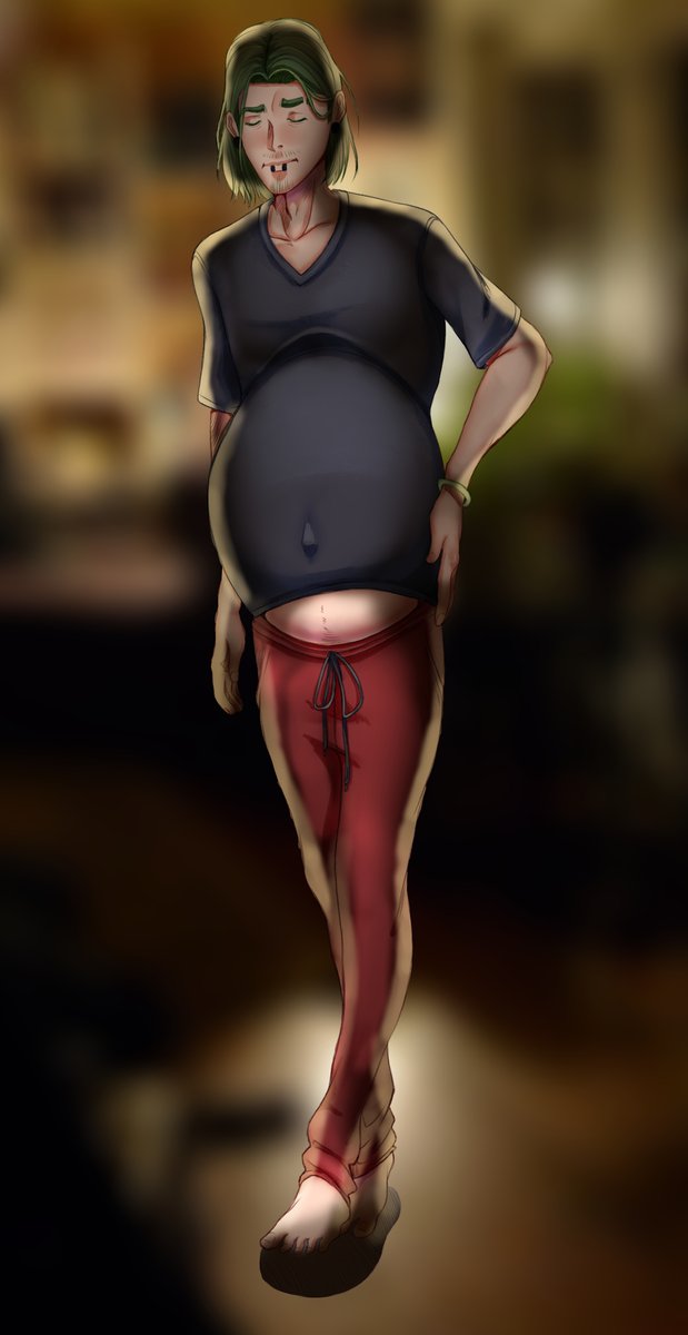 DDDDRAWER's tweet photo. Cw: Mpreg / #Mpreg 
A small experimental drawing where i tried doing some cool shading stuff, using my big bellied boy Alex
(And a no background version just in case) https://t.co/9RQXq2smyf