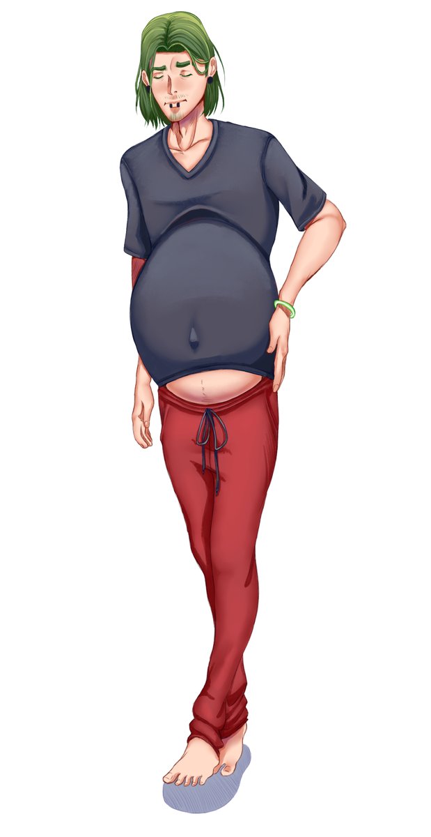 DDDDRAWER's tweet photo. Cw: Mpreg / #Mpreg 
A small experimental drawing where i tried doing some cool shading stuff, using my big bellied boy Alex
(And a no background version just in case) https://t.co/9RQXq2smyf