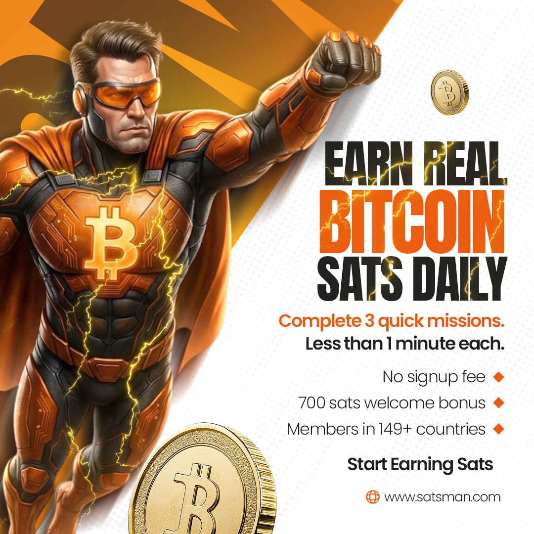 KillerO7's tweet photo. β‘ Earn real Bitcoin sats dailyβno signup fee, just quick 1-minute tasks that actually fit your day. Join 149+ countries growing their stack with Satsman and claim your 700 sat welcome bonus today. π #Bitcoin #Satsman #BTC #Sats
dlvr.βit/TVkBTC https://t.co/JJ5kIKSH7a