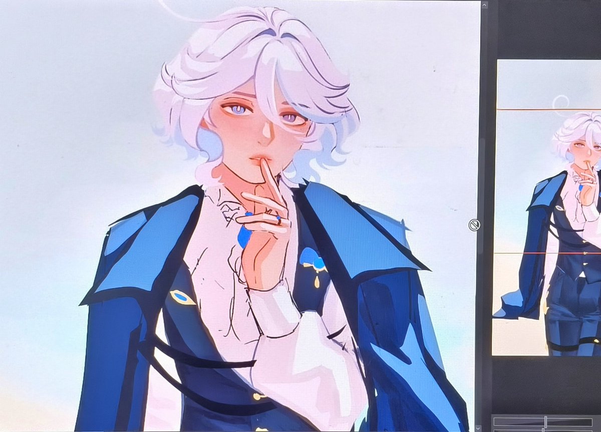 soniyamoka's tweet photo. #furina wip 
I get butterflies whenever I see the progress 😅 she's so handsome ~ https://t.co/TmjQRucsTI