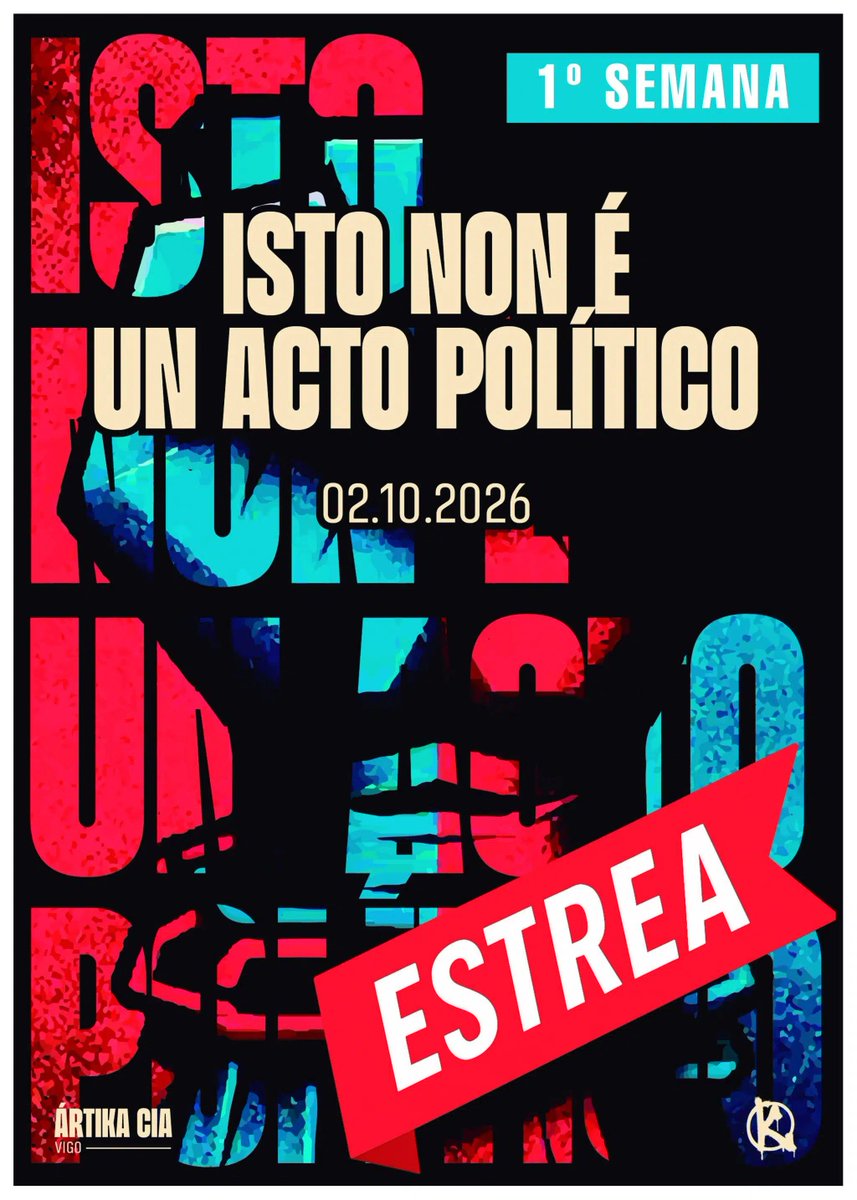 culturagalega's tweet photo. Ártika Cía. estrea en Vigo Isto non é un acto político
A Sala Ártika acolle a nova produción do 2 ao 4 de outubro
#culturagalega #escenagalega #teatrogalego
https://t.co/F9YDuLkTwz https://t.co/j56cU1fw4v