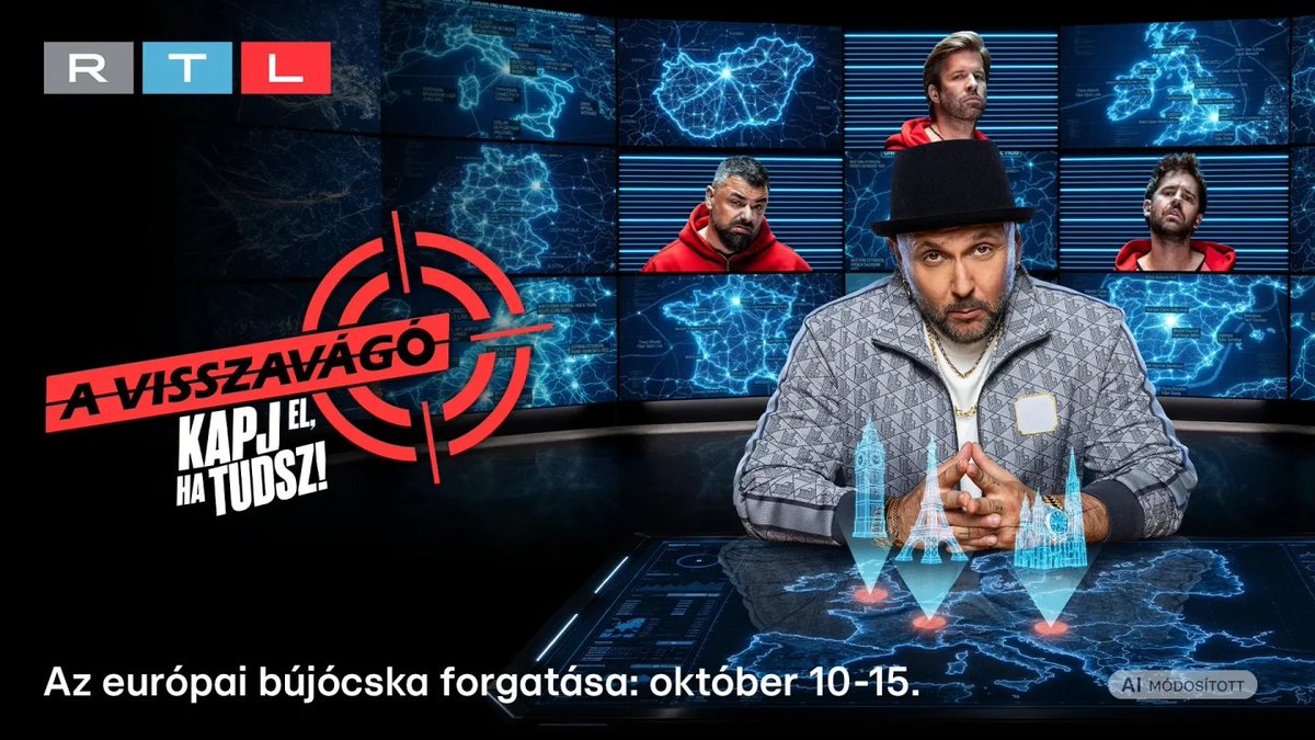 Necridus's tweet photo. Itt a #MostWanted-ból kinövő európai bújócska, az #AVisszavágó. Üldözők többek között: Istenes Bence és Csobot Adél, Solti Ádám és Józan Laci, Linczényi Márkó és Turai Barna, valamint Kiss Laci és Pumped Gabó.

"Célpontok": Sebestyén Balázs, Frohner Fecó és Pápai Joci. https://t.co/7UqWakxEyb