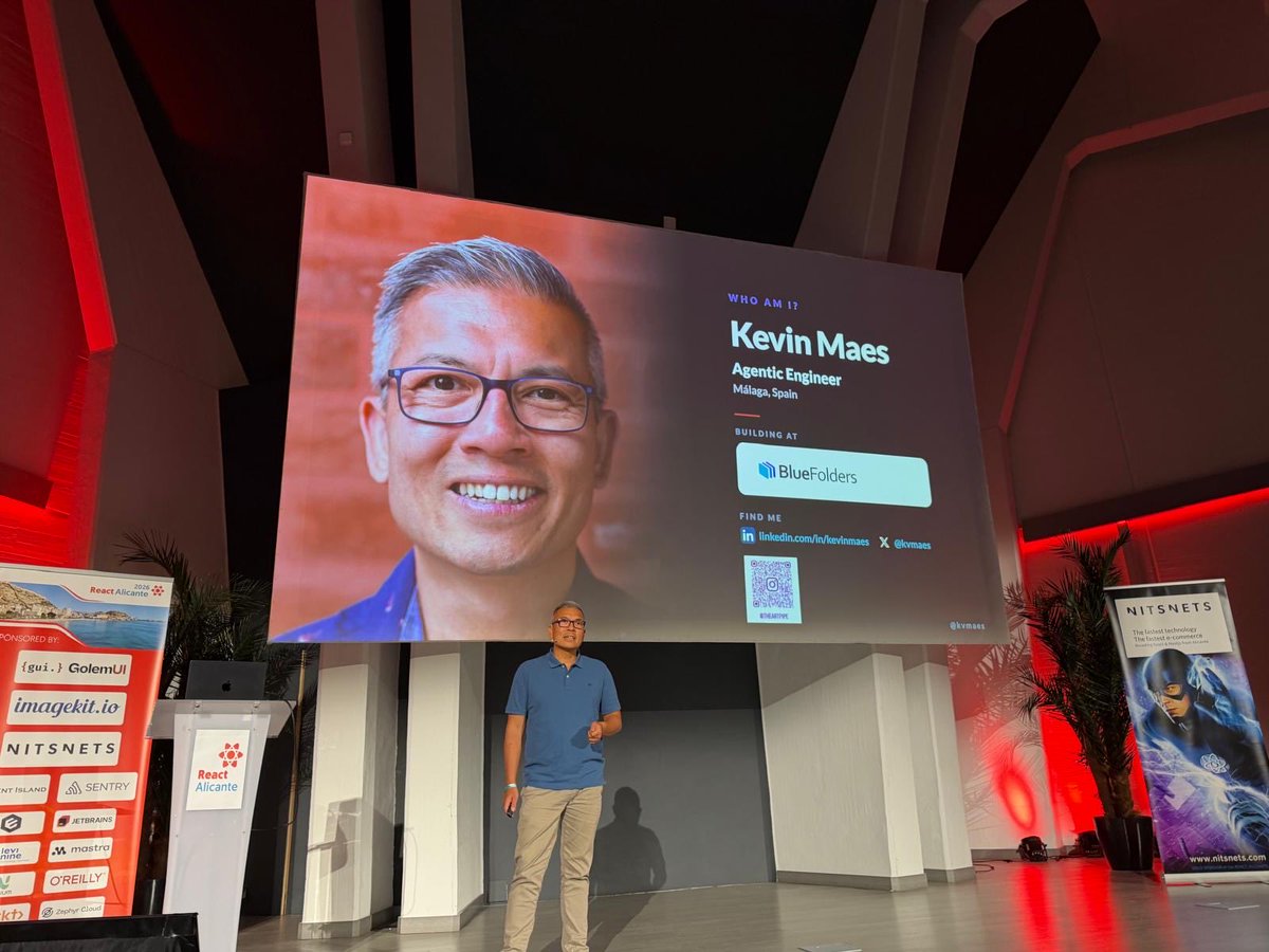 kvmaes's tweet photo. Had the best time giving a new talk @ReactAlicante this year! Exciting to see speakers and attendees from Spain, Europe, and beyond learning the latest industry stuff together. @vicqr and @nacmartin have created a truly great experience. Thanks for having me again! https://t.co/n3Had12Ax6