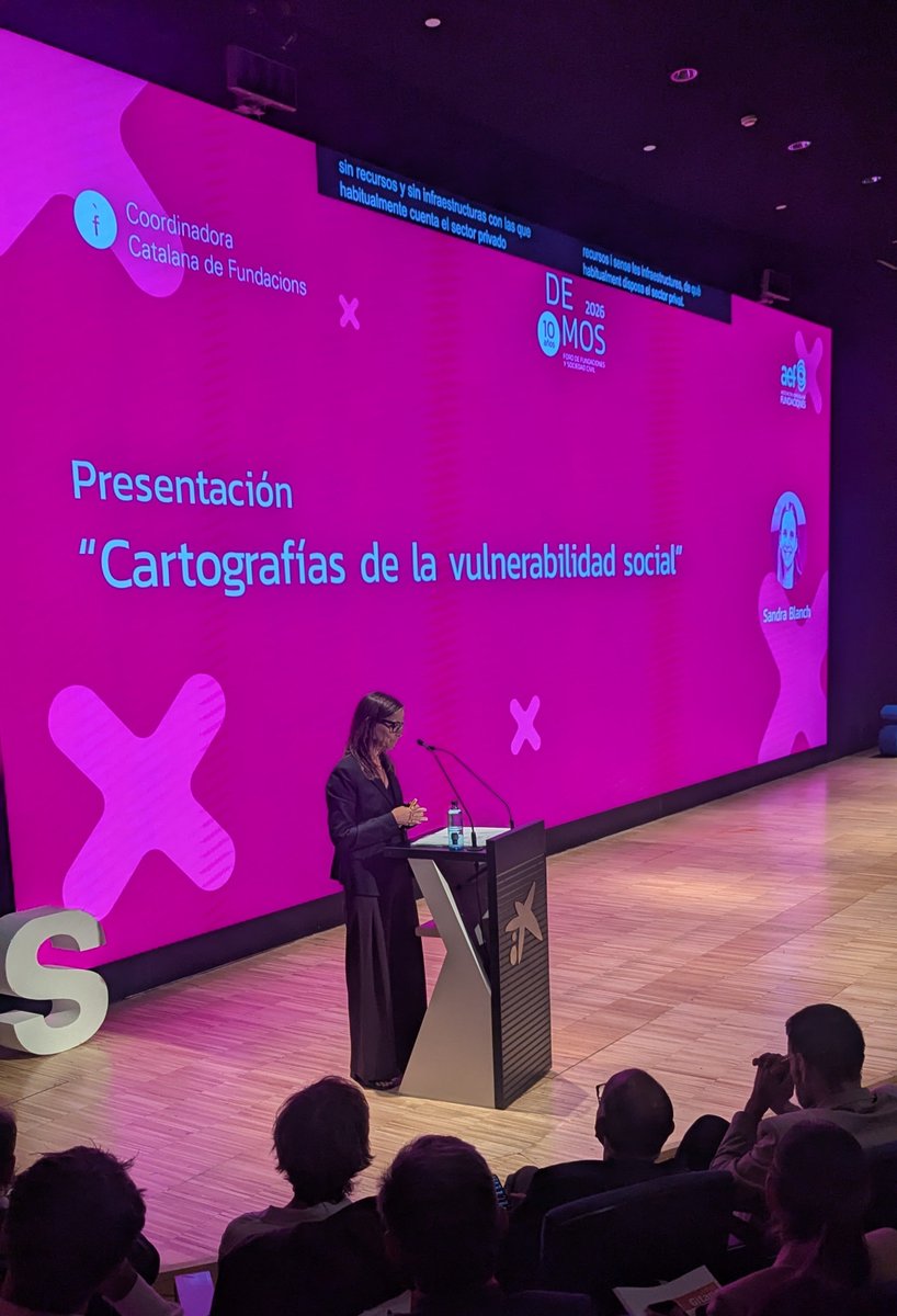 foro_demos's tweet photo. “El tercer sector no se limita a atender necesidades: su función es garantizar derechos y articular respuestas sociales”
Sandra Blanch, directora de Colaboraciones y Alianzas para el Impulso Social en @FundlaCaixa, presenta en #Demos2026 esta publicación y sus claves. https://t.co/HBLFWixFCv